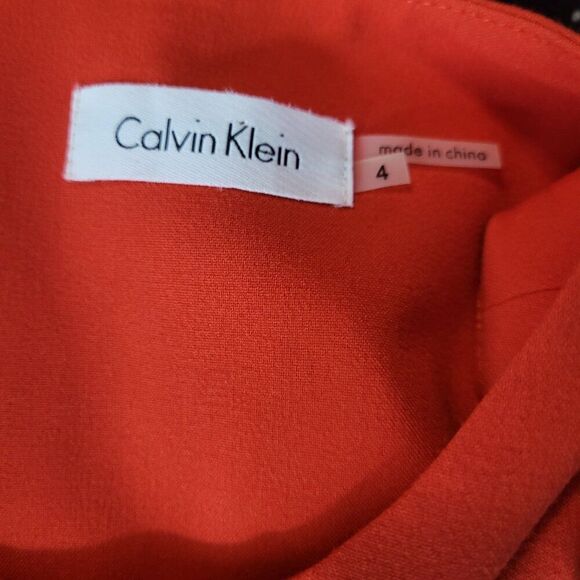 Calvin Klein Womens Retro 60s Colorblock Sheath Dress Sz 4 Red Black Mod Mad Men - Picture 3 of 11